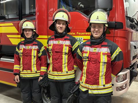 Die neuen Maschinisten Alexander Nägele, Fridolin Dörndorfer und Ben Veigel (von links)